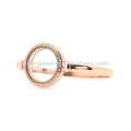 Fashion stainless steel crystal rose gold 30mm 7"-8" floating screw glass charm womens locket bangle bracelet